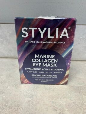 NEW STYLIA Marine Collagen Eye Mask 30 Pairs Hyaluronic Acid & Vitamin C
